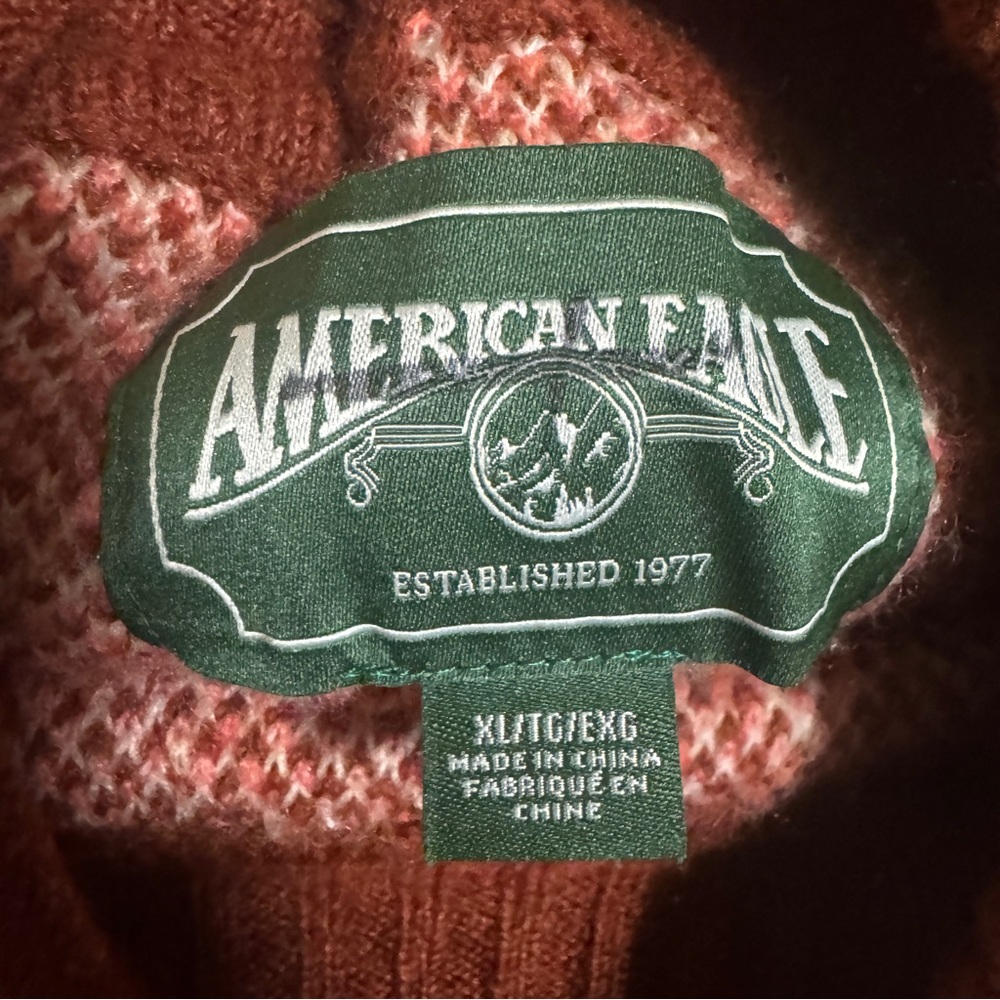 American Eagle Fair Isle Cropped Sweater XL Nordic Mock Neck Knit - Picture 6 of 13